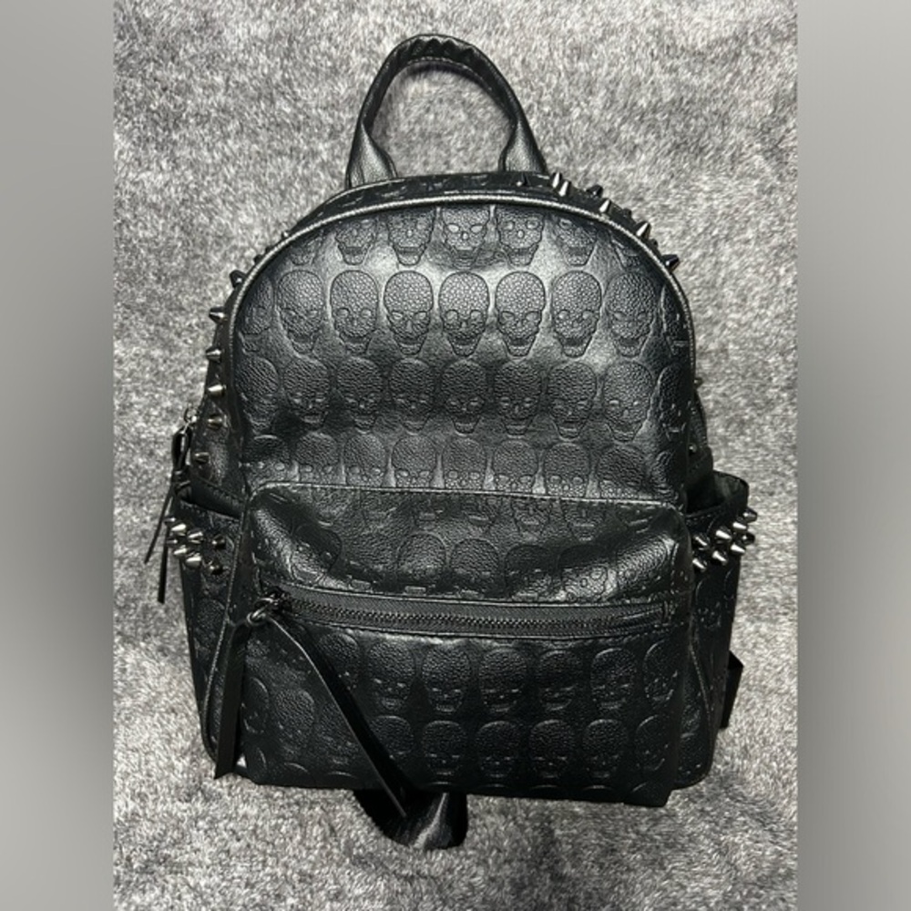 Studded Goth Punk Backpack Vegan Leather Gothic Bag for Women Skull Design